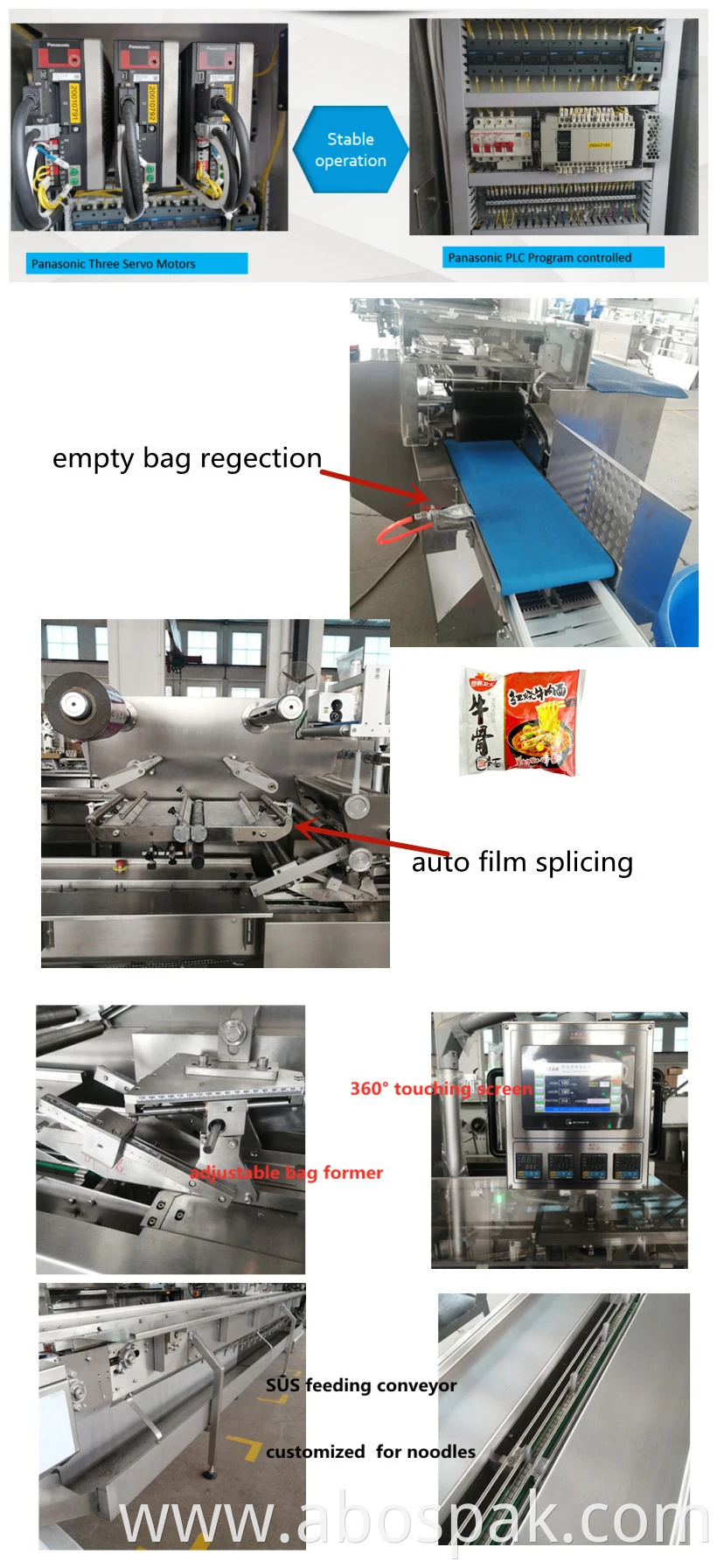 High Speed Automatic Indomie Nissin Fried Instant Noodles Flow Food Packing Packaging Line with Dispenser/Seasoning Packaging Machine
